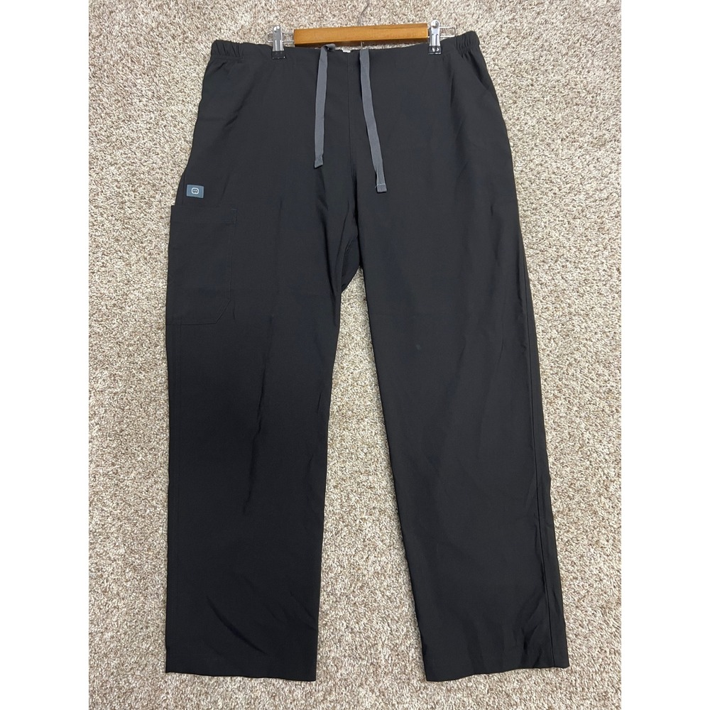 Figs Casma Scrub Pants Black Cargo Straight Leg Drawstring Medical Uniform Mens